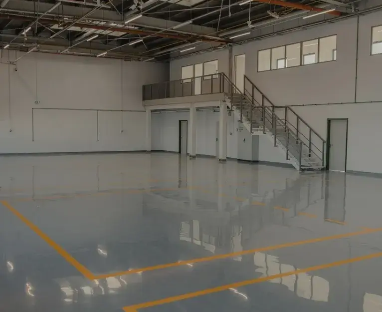 Glossy floor finish after strip and wax service in South Florida facility